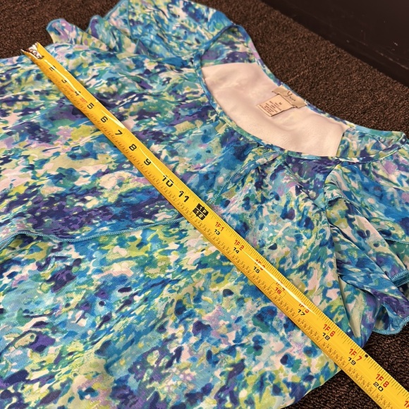 Blue Abstract Flower Flutter Blouse + Sandals *SET* - Picture 7 of 16